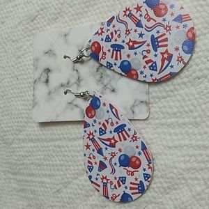 4th of July Faux Leather Hypoallergenic earrings Lightweight
